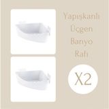Mikasso 2'li Beyaz Yapışkanlı Ürün ÖLÇÜLERI:27X19X8BANYO Rafı Üçgen Plastik Beyaz - Çok Renkli