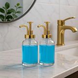 Mikasso 2'li Cam Sıvı Sabunluk&losyon Seti 500ML Cam Beyaz - Çok Renkli