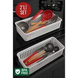 Mikasso 2'li Çekmece Içi Kaşıklık Sepet Organizer Plastik Beyaz