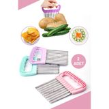 Mikasso 2'li Cips Patates Doğrayıcı Şekilli Kesici Çelik Patates Meyve ve Sebze Doğrama Bıçağı Paslanmaz Çel