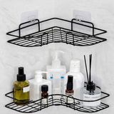 Mikasso 2'li Geniş Banyo Rafı | L Tasarım Banyo Düzenleyici | Yapışkanlı Çok Amaçlı Köşe Rafı | Organizatör - Çok Renkli
