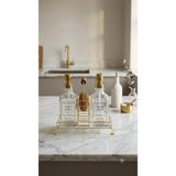 Mikasso 2”li Gold Sıvı Sabunluk Seti & Metal Standlı / 500 ml Mutfak Organizeri Cam Altın - Çok Renkli