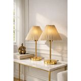 Mikasso 2'li Gold Umbrella Abajur Pileli Kumaş 242356 Kumaş Krem - Çok Renkli