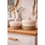 Mikasso 2’li Kapaklı Çok Amaçlı Mutfak Banyo ve Dekoratif Düzenleyici Hasır Ip Sepet Organizer 23X14 20X12 C - Çok Renkli