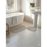 Mikasso 2li Kırem +6 Renk Banyo Paspası Post Pelüş Kaymaz Halı Ponpon Saçaklı 60X100+50X60 Mikrofiber Kahve - Çok Renkli