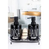 Mikasso 2'li Metal Stantlı ve Süngerli Porselen Sıvı Sabunluk Mutfak ve Banyo Seti, Hand And Dish Fenomen Se - Çok Renkli
