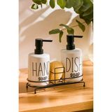 Mikasso 2'li Metal Stantlı ve Süngerli Porselen Sıvı Sabunluk Mutfak ve Banyo Seti, Hand And Dish Fenomen Se - Çok Renkli