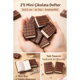 Mikasso 2’li Mini Çikolata Defter Anahtarlıklı 5x3.5 cm Sevimli Not Defteri Çanta Aksesuarı Hediyelik Yumuşa - Çok Renkli