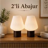 Mikasso 2’li Modern LED Abajur Gece Lambası Dekoratif Masa Lambası Yatak Odası Salon Başucu Abajuru Beyaz Be - Çok Renkli