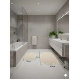 Mikasso 2li Pelüş Kaymaz Taban Halı Banyo Paspası 1 Adet 60X100 +1 Adet 50X 60 Polyester Krem - Çok Renkli