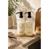 Mikasso 2'li Sabraj Bambu Detaylı Cam Sıvı Sabunluk 2X500ML Cam Şeffaf - Çok Renkli
