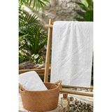 Mikasso 2'li Set %100 Pamuklu Lüks Jakarlı Banyo Ayak Havlusu Paspası 50X70 cm %100 Pamuk Beyaz - Çok Renkli