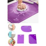 Mikasso 2'li Set 40X50 cm Silikon Hamur Açma Matı ve 3'lü Hamur Kesici Kazıyıcı Set Silikon