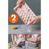 Mikasso 2'li Set Küre Buz Kalıbı Kapaklı 33 Hazneli Yuvarlak Buz Kalıbı Kokteyl Sunum Buz Kalıbı (20X12 Cm)