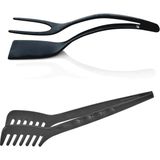 Mikasso 2'li Set Maşalı Spatula ve Makarna Salata Maşası KP-148 / KP-147 Plastik Siyah