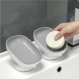 Mikasso 2'li Set Vantuzlu Sabunluk - Kaymaz Tabanlı Giderli Modern Sabun Tutucu - Gri Plastik Gri - Çok Renkli