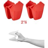 Mikasso 2'li Silikon Cupcake Kırmızı Fırın Eldiveni, Tepsi Tutacağı, Mikrodalga Tutacak, Yanmaz Eldiven Sili