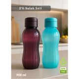 Mikasso 2'li Suluk Bpa Free Ofis-Spor-Okul Matarası Pp-5 Mürdüm-Mavi 900 ml Çok Renkli Plastik