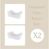 Mikasso 2'li Yapışkanlı Kare Banyo Rafı Plastik Beyaz - Çok Renkli