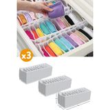 Mikasso 3 Adet - 11 Gözlü Çekmece Içi Akordiyon Organizer - Small 11 x 41 x 12 Kumaş Gri Um