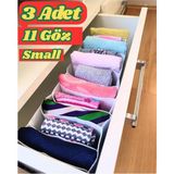 Mikasso 3 Adet 11 Gözlü Çekmece Içi Organizer & Düzenleyici Cepli Çamaşır Çorap Kravat Organizeri Kumaş Beya