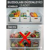 Mikasso 3 Adet 4 Lt Dolap Içi, Buzdolabı Düzenleyici, Banyo, Mutfak Organizeri Sepet Beyaz 24CM16CM11CM Plas