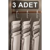 Mikasso 3 Adet 5 Katlı Metal Pantolon ve Şal Askısı Dolap Içi Eşarp Askısı Çoklu Askılık Metal Beyaz Tr