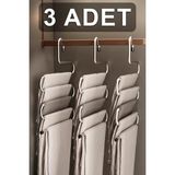 Mikasso 3 Adet 5 Katlı Metal Pantolon ve Şal Askısı Dolap Içi Eşarp Askısı Çoklu Askılık Metal Inox Tr
