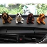 Mikasso 3 Adet Birlikte Set - Araç Torpido Üstü Kafa Sallayan Köpek Seti 14X7X7 cm Kahverengi Beyaz Turuncu - Çok Renkli