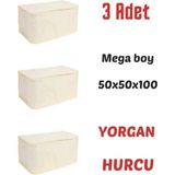 Mikasso 3 Adet Büyük Boy Hurç Seti Ev Taşınma Çeyizlik Yorgan Hurcu Çok Amaçlı Düzenleyici Hurç Tela 100 x 5