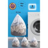 Mikasso 3 Adet Çamaşır Yıkama Filesi Ipli 35x45 Cm | Çorap Perde Filesi TR