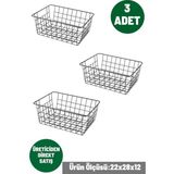 Mikasso 3 Adet Çok Amaçlı Sepet Organizer Banyo Düzenleyici Kiler Mutfak Organizer Dolap Içi Düzenleyici Met