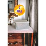 Mikasso 3 Adet Çorap Havlu Iç Çamaşırı Sütyen Düzenleyici Mini Hurç 30X20X18 cm - Tela - 5 - 30 x 20 - Beyaz