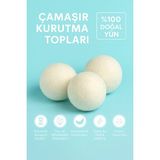 Mikasso 3 Adet Doğal Yün Keçe Kurutma Topu Çamaşır Kurutma Makinesi Kırışıklık Azaltıcı Tr