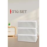 Mikasso 3 Adet Hurç Baskılı Hurç 50 x 30 x 20 cm Yastık Kıyafet Battaniye Hurcu Tela 50 x 30 Gri Tr