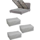 Mikasso 3 Adet Kapitone Desenli Çekyat-Baza Altı Hurç 60X40X22(BEYAZ) Tela 40 x 60 Beyaz Tr
