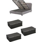 Mikasso 3 Adet Kapitone Desenli Çekyat-Baza Altı Hurç 60X40X22(GRİ) Tela 40 x 60 Gri Tr