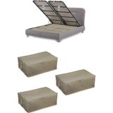 Mikasso 3 Adet Kapitone Desenli Çekyat-Baza Altı Hurç 60X40X22(KREM) Tela 40 x 60 Bej Tr