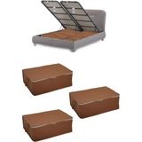 Mikasso 3 Adet Kapitone Desenli Çekyat-Baza Altı Hurç 60X40X22(TABA) Tela 40 x 60 Kahverengi Tr