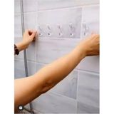 Mikasso 3 Adet Kendinden Yapışkanlı Güçlü Şeffaf 5'li Askılık - Kapı Arkası Mutfak Duvar Banyo Askı Plastik - Çok Renkli
