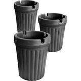 Mikasso 3 Adet Kokusuz Küllük Kül Tablası Kendinden Söndüren 10CM DH067 Plastik Gri Yuvarlak