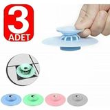 Mikasso 3 Adet Lavabo ve Küvet Tıkacı Süzgeci Mutfak Banyo Gider Tıpası Kapağı Tıkaç Süzgeç Plastik