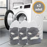 Mikasso 3 Adet Lüx Çamaşır Yıkama Filesi Ipli 35X45 cm (Büyük Boy) Beyaz