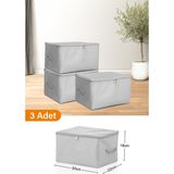 Mikasso 3 Adet - Mini Boy Baskı Detaylı Gri Benekli Hurç 30 x 22 x 18 cm Tela 18 cm Gri