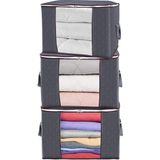 Mikasso 3 Adet - Pencereli Kapitone Kazak Hurcu Gri 45 x 40 x 30 cm Nefes Alabilen Kumaş 45 x 40 Gri