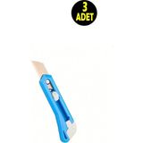 Mikasso 3 Adet Plastik Gövde Çelik Bıçaklı Mini Falçata Bıçak - Maket Bıçağı 79X30 mm