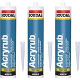 Mikasso 3 Adet Soudal Acryrub Silikonize Mastik 500 Gram Beyaz
