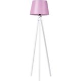 Mikasso 3 Ayaklı Ahşap Lambader Tripod Ayak Abajur Konik Kumaş Pembe Beyaz Ahşap Pembe - Çok Renkli