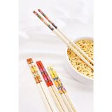 Mikasso 3 Çift Bambu Chopstick (Doğal, Verniksiz) Renkli Yıkanabilir Bambu Çok Renkli