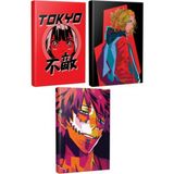 Mikasso 3 Defter Fearless - Tokyo Revengers - Surabaya Karton Düz Çizgisiz Orta Boy Çok Renkli Konsept Defte